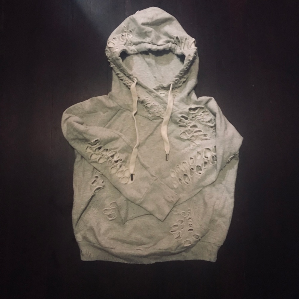 NSF LISSE. Destroyed Grey Hoodie. Size M